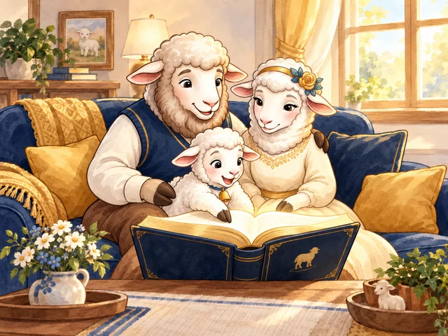 La famille Cordeo lit la Bible sur le canapé.