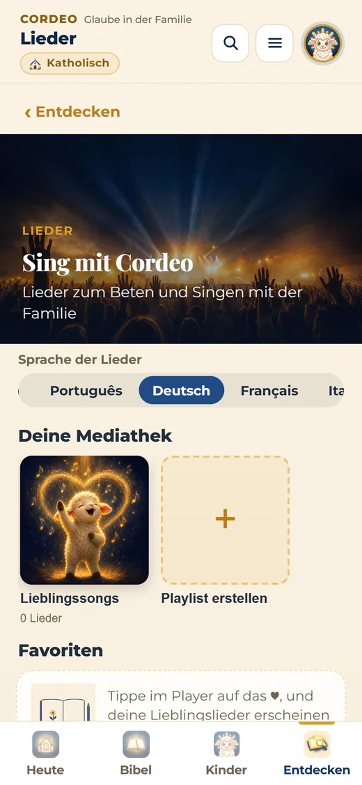 Anbetungsbereich mit den Liedern von Cordeo.