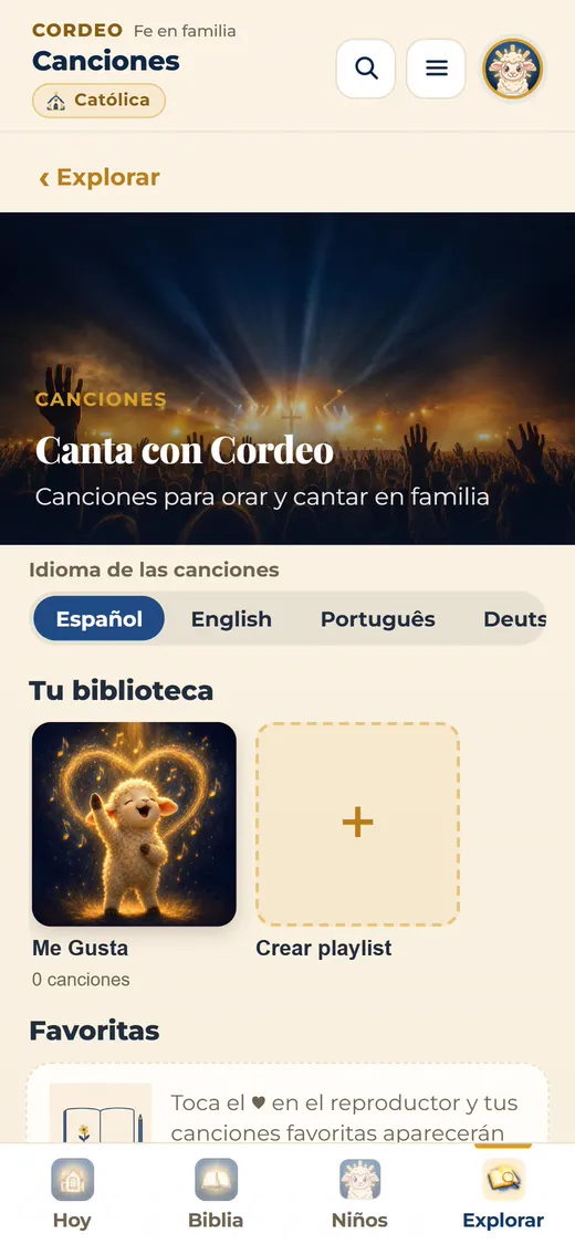 Sección de adoración con las canciones de Cordeo.