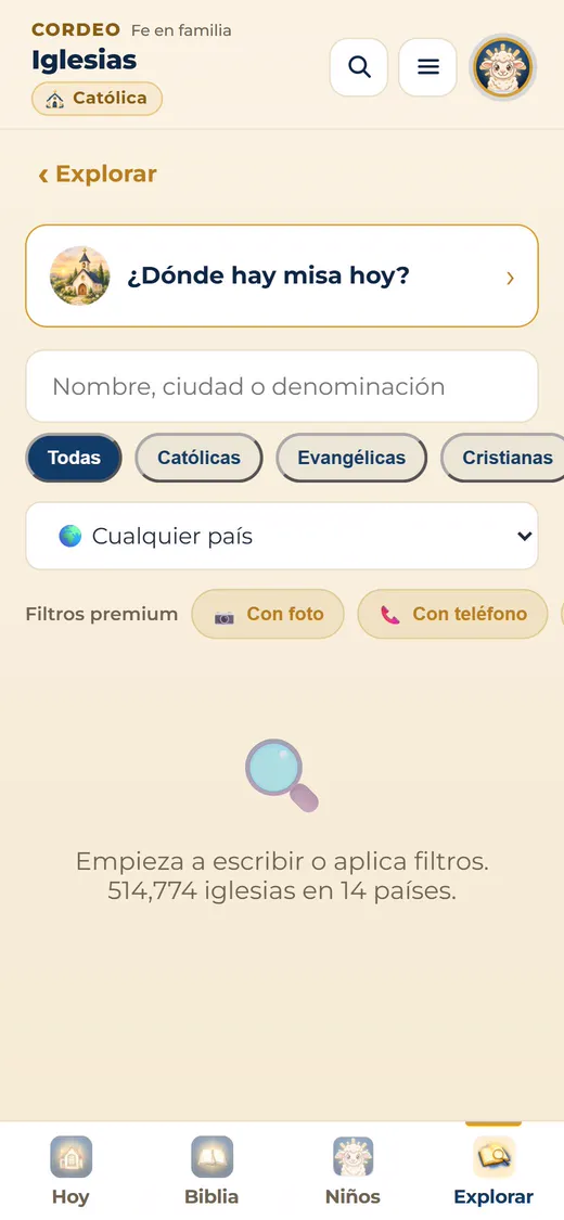 Buscador de iglesias por nombre, ciudad o tradición.