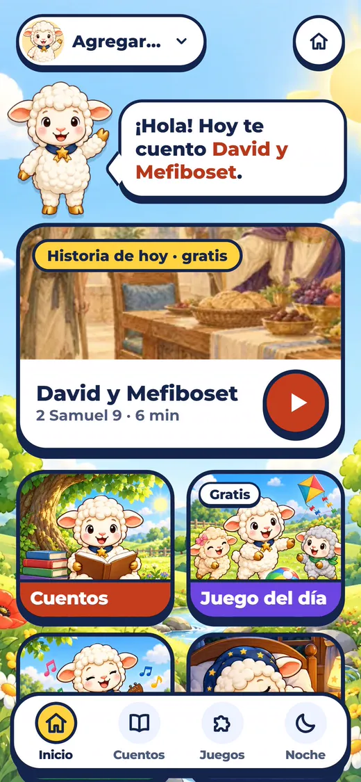 Sección para la familia con historias y la misión del día.